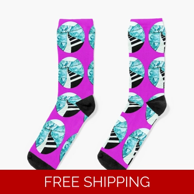Le Studio Socks Hot PinkPiano window Multi Logo